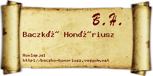 Baczkó Honóriusz névjegykártya